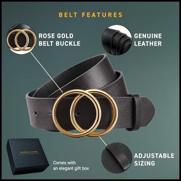 Premium Leather Belt Women\'s Double Buckle Adjustable Fit main image 5